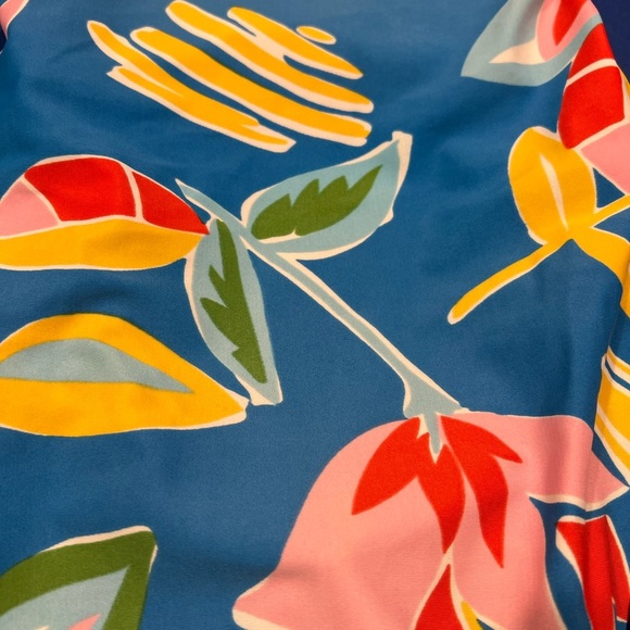 Oscar De La Renta One Piece Swimsuit Vintage 80's Blue Floral Criss Cross READ - Picture 4 of 9